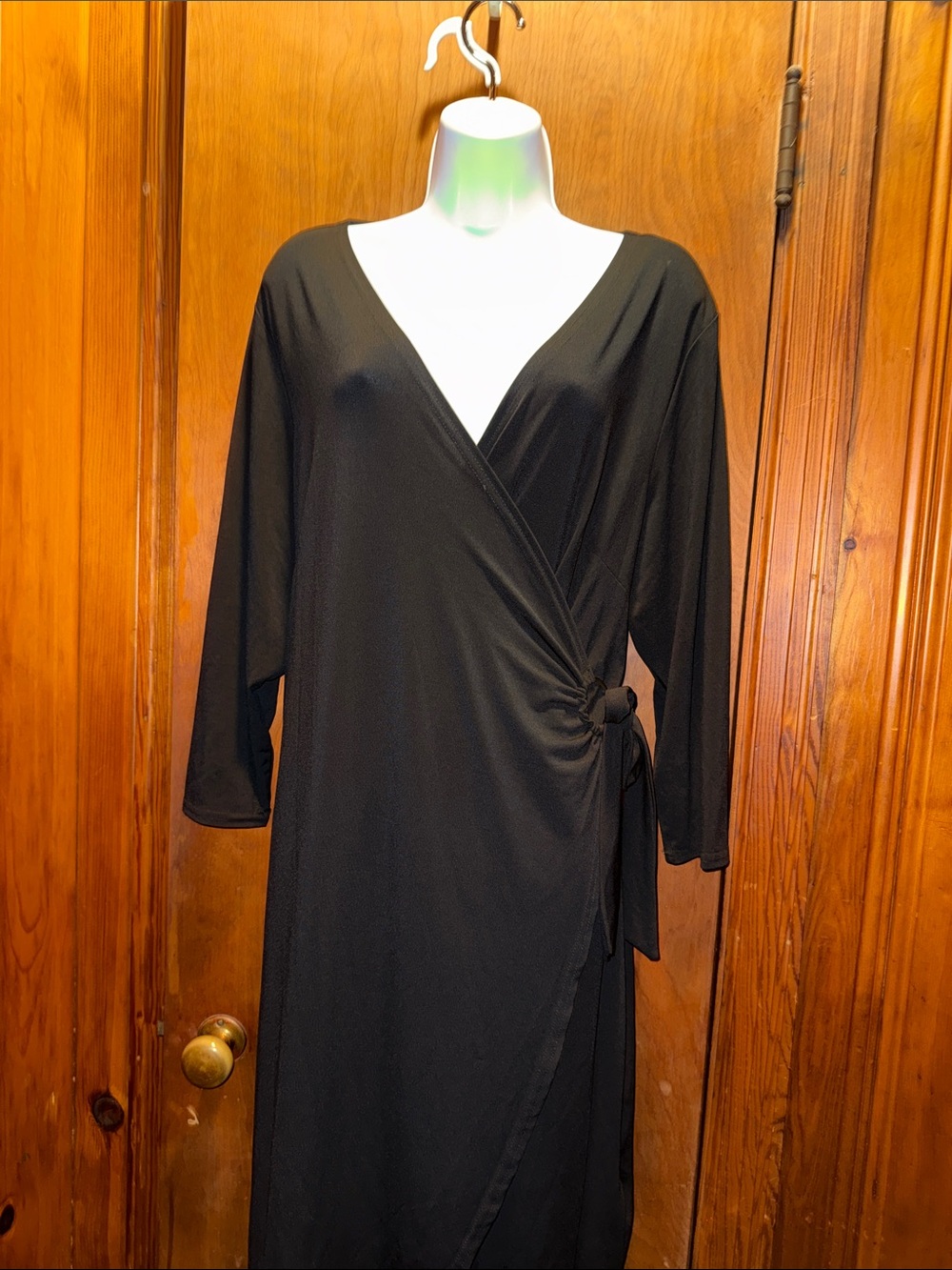 Classic Black Wrap Dress with Side Tie